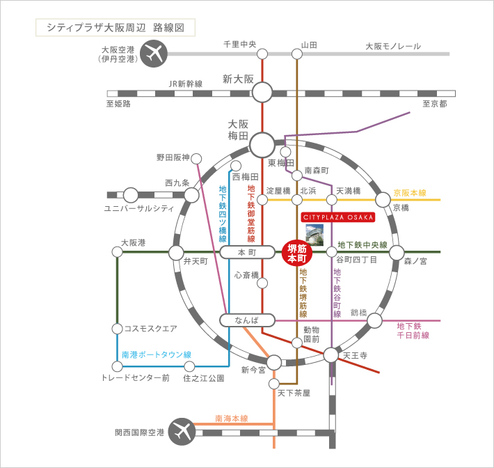 シティプラザ大阪周辺路線図